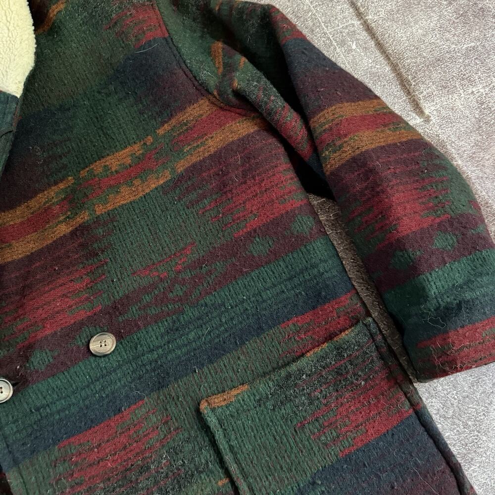 Men's Vintage Woolrich USA Green Dumb And Dumber Tribal Aztec Wool Jacket Sz L - Picture 2 of 5